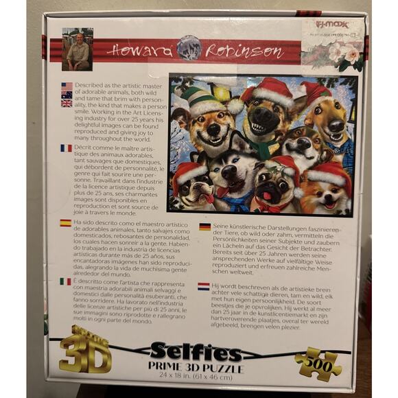 Prime 3D 500 Piece Puzzle Winter Dogs Smiles Selfies Howard Robinson 24x18 NEW - Picture 5 of 7